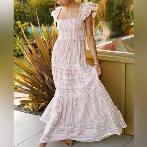 PQ Swim Anthropologie Victoria Metallic Striped Maxi Dress